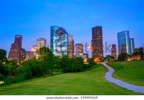 Houston Texas Modern Skyline Sunset Twilight Stock Photo 159904169 ...