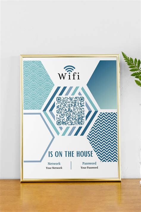 Polygon Custom Wifi Sign With Qr Code Wifi Password Sign Etsy