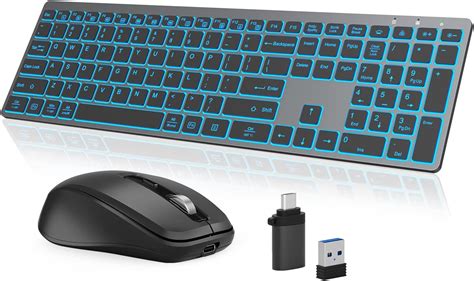 Earto Teclado E Mouse Sem Fio Retroilumina O De Cores Tipo C