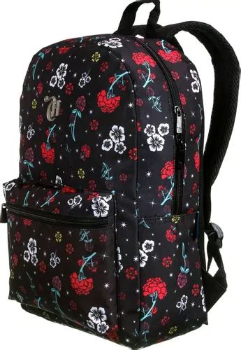 Mochila Escolar Urbano Dermiwil Capricho Color Negro Con Flores L