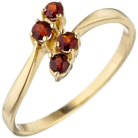 Ring 375 Gelbgold Mit 4 Granat Edelsteinen Rot Marinas Schmuckwelt