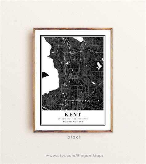 Kent Washington Map Kent WA Map Kent City Map Kent Print - Etsy