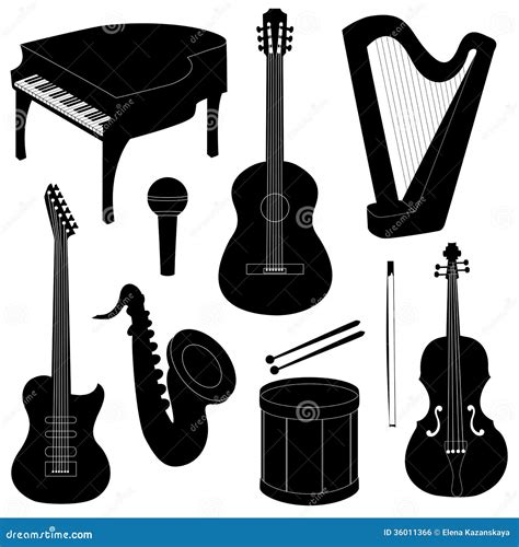 Sistema De Siluetas De Los Instrumentos Musicales Stock De Ilustraci N