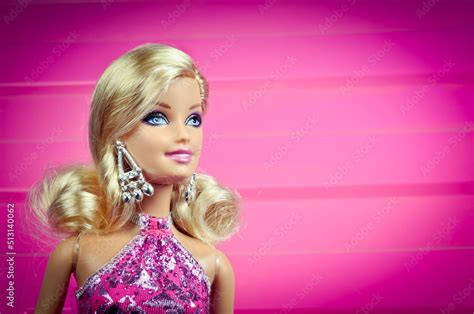 Blonde Barbie Doll On Pink Background Stock Photo Adobe Stock