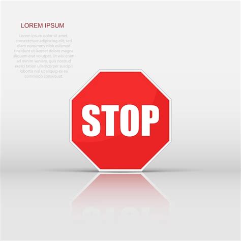 Premium Vector Vector Red Stop Sign Icon In Flat Style Danger Sign