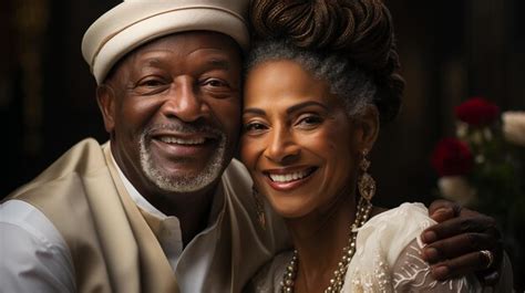 Premium Photo | Portrait of black old couple in white outfit