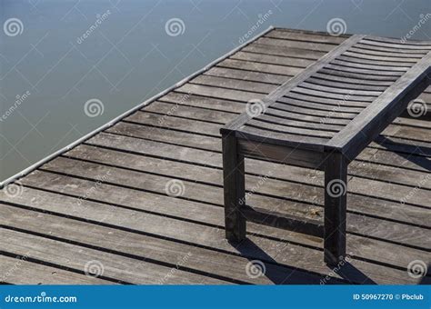 Wooden Bench On Pier Or Dock Stock Photo Image Of Wood Rough 50967270