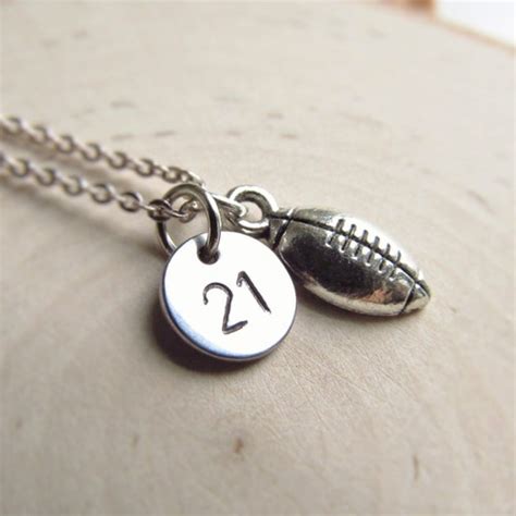 Football Girlfriend Necklace Jersey Number With Football Etsy