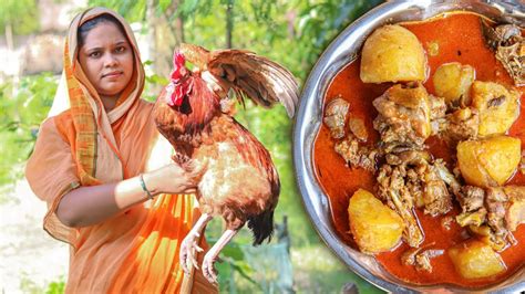 আলু দিয়ে দেশি মুরগির ঝোল Bengali Style Chicken Aloo Jhol Recipe