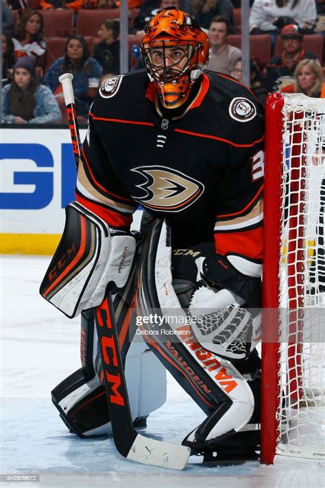 Ryan Miller Of The Anaheim Ducks Holds The Crease During The Game