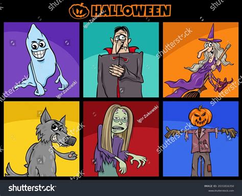 Cartoon Illustration Comic Scary Halloween Characters Stock Vector (Royalty Free) 2031816350 ...