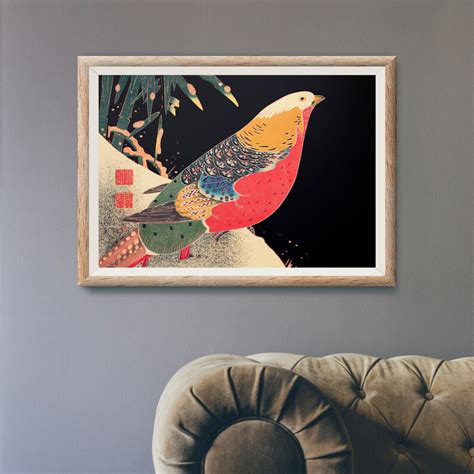 ItŌ JakuchŪ Golden Pheasant In The Snow Traditional Etsy Uk