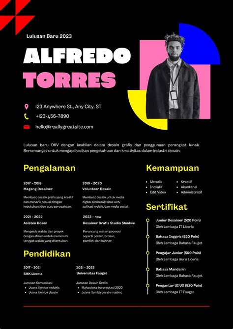 Hitam Geometris Curriculum Vitae Lulusan Baru Resume Templates By