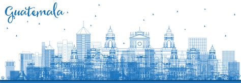 Outline Guatemala City Skyline with Blue Buildings. 17032105 Vector Art ...