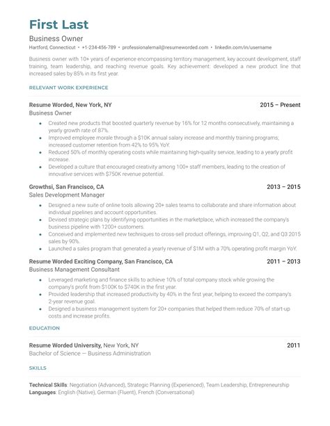 Small Business Owner Resume Examples for 2025 | Resume Worded