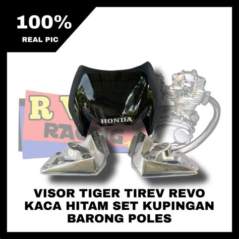 Jual Visor Tiger Tirev Revo Kaca Hitam Set Kupingan Barong Poles