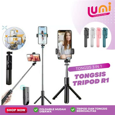 Jual Tripod Hp Portable Rotatable Tongsis Bluetooth Remot Selfie Kota