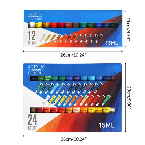 12 24 Kolory Profesjonalne Farby Akrylowe 15ml Rury Rysunek Malarstwo