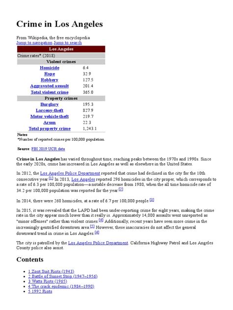 Crime in Los Angeles | PDF | Deviance (Sociology) | Misconduct