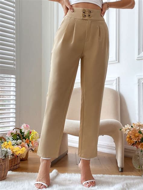 Double Breasted Fold Pleated Tailored Pants Trousers For Girls Formal Trousers Women Pants