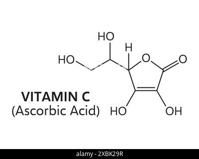 Ascorbic Acid Vitamin C Structural Chemical Formula And Molecule