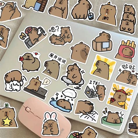 62Pcs Desenho Animado Bonito Adesivo Capybara Dolphin Door Notebook