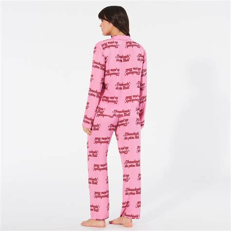 Ensemble De Pyjama Message Rose Clair Undiz