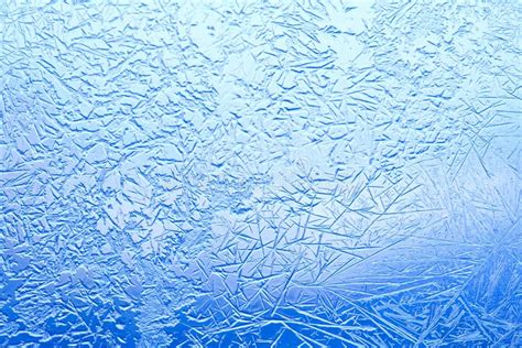 Macro View Frozen Glass Window Ice Flowers Frost Texture Winter Weather Concept Stock Image