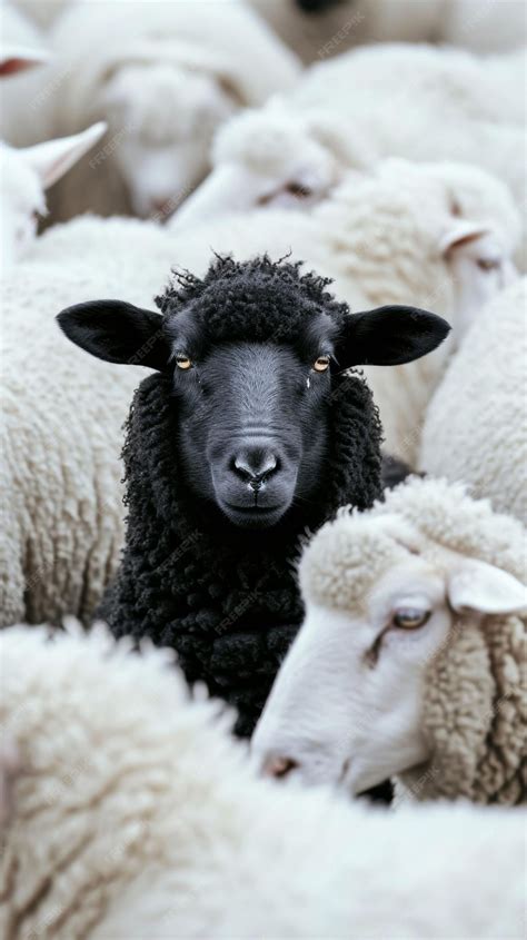 Premium Photo Black Sheep Standing Out In The Herd Individuality Concept