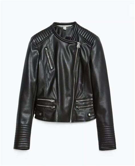 Zara Black Faux Leather Biker Jacket Gem