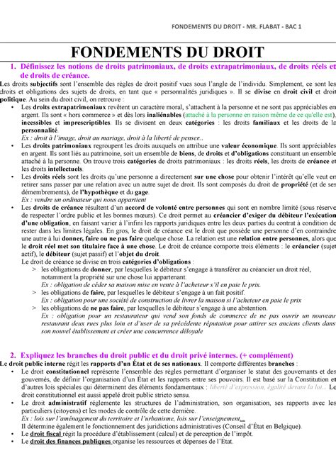 R Ponses Aux Questions Fondements Du Droit D Finissez Les Notions