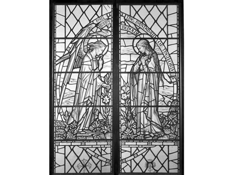 A Pair Of Large Stained Glass Cartoons Depicting The Annunciation By Arthur E Buss 1905 1999 By