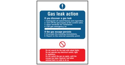 Gas Leak Action Safety Sign Utilities Service Mandatory