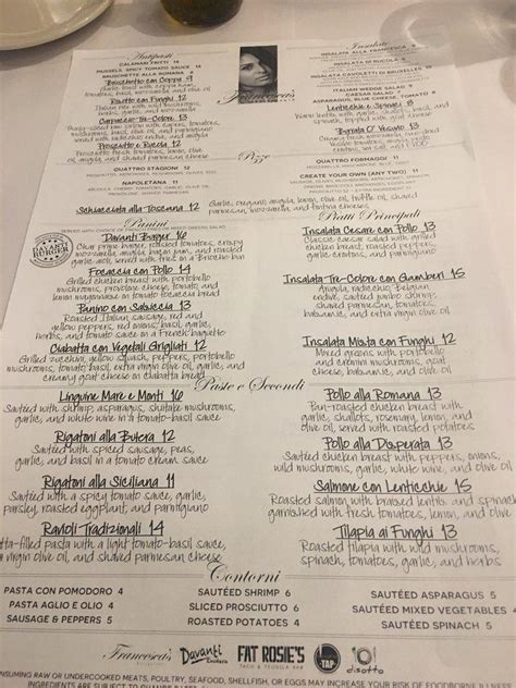 Menu at Francesca's on 95th restaurant, Oak Lawn, 95th St