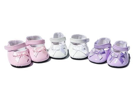 18 Inch Bow Mary Jane Doll Shoes By Mbd 3 Pairs In Assorted Colors