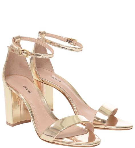 Metallic Block Heel Strappy Sandal Inch Heel