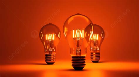 Orange Background With 3d Rendered Conceptual Light Bulbs 3d Bulb Lamp Light Bulb Lamp 3d