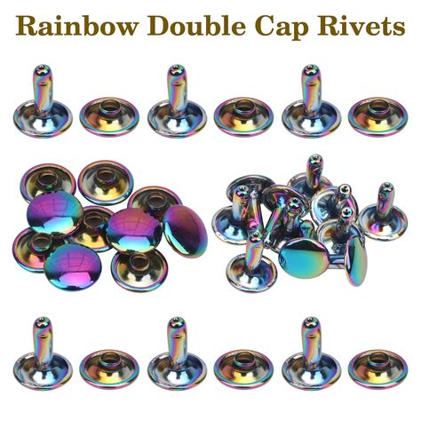 Rainbow Double Cap Tubular Rivets Brass Leather Rivets Double Cap