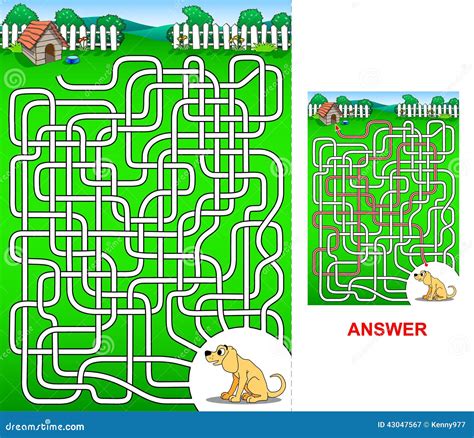 The Path To The Dog House Maze For Kids Stock Vector Illustration