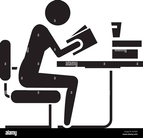 Man Studing Reading Book In Library Icon Vector Illustration Black