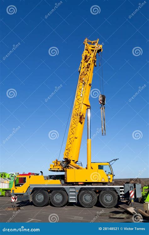 Yellow Truck Crane stock image. Image of business, logistics - 28148521