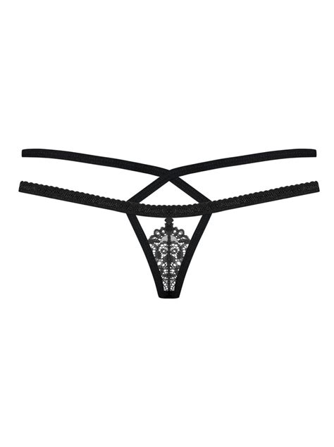 Obsessive Lingerie Sexy Perizoma In Pizzo Nero Collezione 838