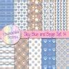 Free Sky Blue And Beige Digital Papers With Patterned Designs