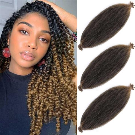 Cabello afro Twist marrón claro de 16 pulgadas 3 paquetes T27 Springy