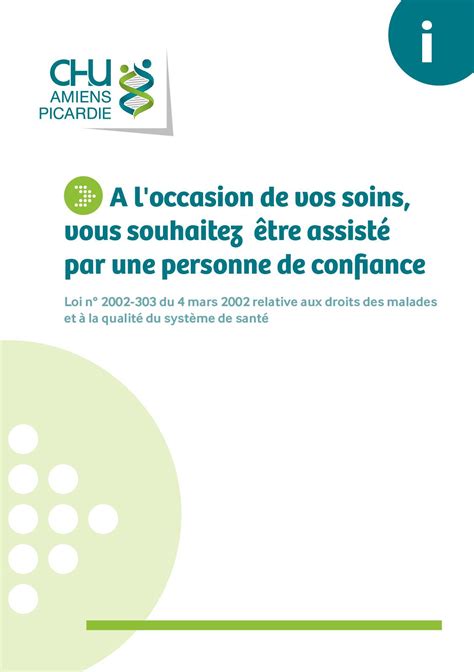 Calaméo Désigner une personne de confiance CHU Amiens Picardie