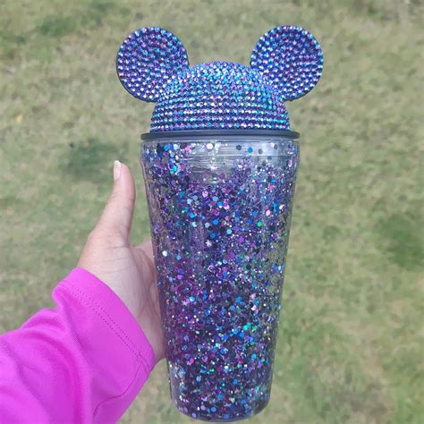 Mickey Mouse Snow Globe Acrylic Tumbler Bling Ear Minnie Etsy Snow