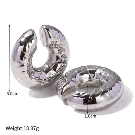 Stud HUANZHI Stainless Steel Thick Cylindrical Tube Hollow Earrings For