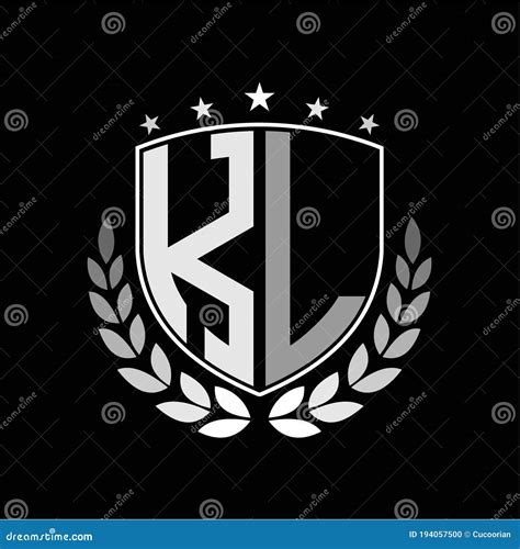 Initials Inspiration Letter K L Logo Shield Badge Illustration Stock