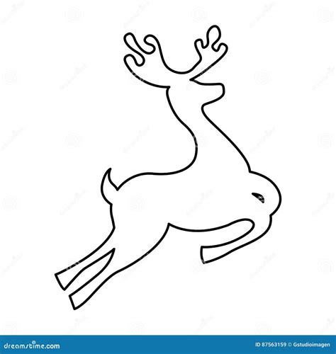 Reindeer Christmas Silhouette Isolated Icon Stock Vector Illustration