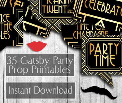 35 1920s Party Props Gatsby Printable Photobooth Props Art Deco 1920s